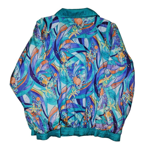 Vintage Casual Isle Windbreaker Jacket – Bright Geometric Floral Track Jacket S - Picture 4 of 6